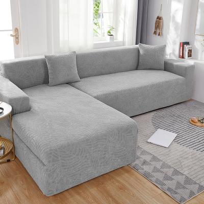 China Europe Amazon Solid Color Embossed Three Dimensional Jacquard Stretch Sofa Cover for sale