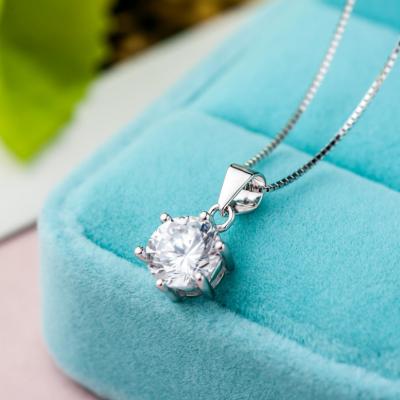 China Classic Fashion S925 Sterling Silver Simple 316l Zircon Necklace Lady White Pendant for sale