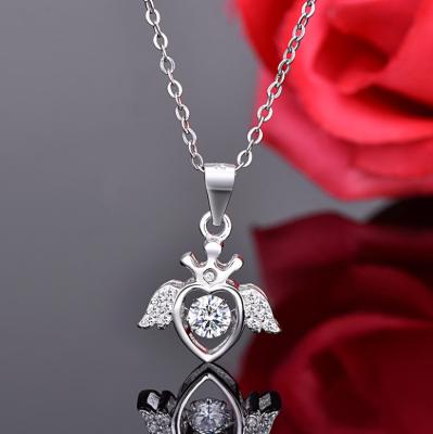 China Fashion 925 Sterling Silver Necklace Pendant, women's simple carat diamond temperament jewelry factory wholesale for sale