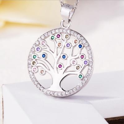 China Fashion diamond-studded border jewelry around Sterling Silver Life Tree pendant 2019 new neck pendant European and American women for sale