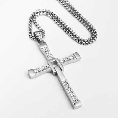 China fast hip hop & Furious Same Style Fashion Iced Out CZ Gold Hip Hop Cross Pendant Necklace for sale