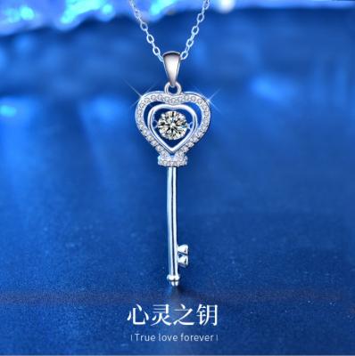 China Fashion S925 platinum clavicle necklace jewelry sterling silver simple heart-shaped necklace smart key ladies jewelry for sale