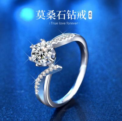 China Classic S925 Sterling Silver Mozambique Diamond Six-claw Shape Creative Moissanite Ring Eight Hearts Eight Arrows Diamond Ring for sale