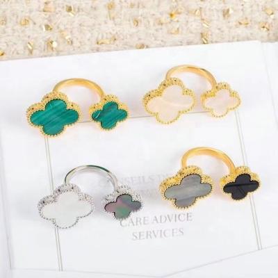 China Superior Female Butterfly Ring 18k Silver Lucky Gold Alfalfa S925 White Clover Fritillary Ring Factory Wholesale for sale