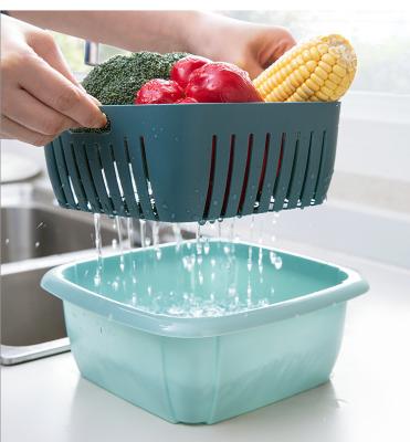 China Sink Drain Lavatory Kitchen Fruit Vegetable Drying Storage Basket Viable Plastic Washing Drain Basket for sale