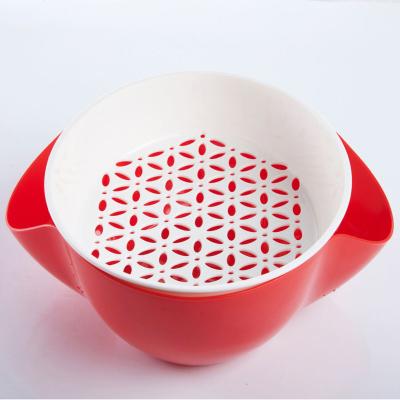 China Double viable kitchen can be hung to wash the basket double layer asphalt basket plastic rotating circular drain basket for sale