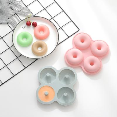 China Diy Silicone Bakeware Cake Mold Baking Mold Four Tools 4 Even Donut Viable Even Mold Oven For Baking for sale