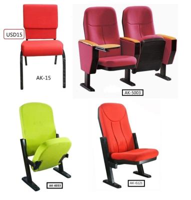 China AK-15 Church Auditorium Chairs Fabric Material Iron  Steel Foam Cushion blue red Te koop