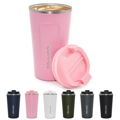 China 12/17oz Insulated Coffee Cup with Leakproof Lid Double Wall Vacuum Stainless Steel Travel Coffee Mug for sale