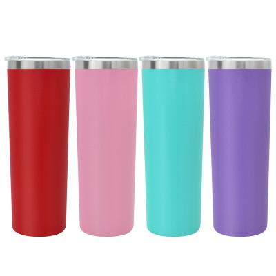 China Usa Warehouse Stocked Skinny Straight White Cups Stainless Steel Vacuum Insulated Tumbler with Straw for sale