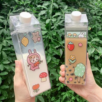 China 500ML Milk Bottles Water Juice Tea Container Transparent Clear Plastic Shape Milk Carton Water Bottle for sale