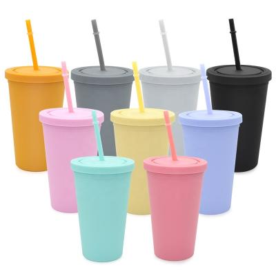 China Christmas Mug 450ML 16oz Acrylic Skinny Tumbler Reusable Plastic Cup With Lids and Straws DIY Gifts Cups for sale