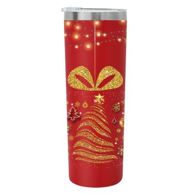 China 20/30oz Stainless Steel Double Wall Coffee Mugs Christmas Sublimation White Skinny Straight Insulated Tumbler Blanks for sale