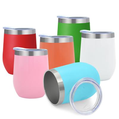 China Wholesale 350ml 12oz Sublimation Beer Tumblers With Lid Double Wall Insulated Egg Shape Wine Tumblers Stainless Steel for sale