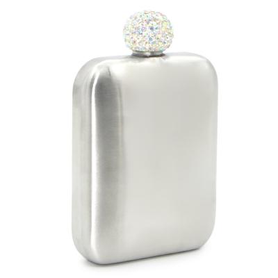 China Custom 6oz Hip Flask Women Girls Luxury Stainless Steel Diamonds Wine Bottle for sale