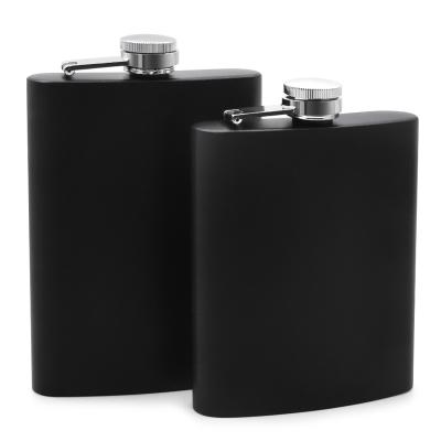 China Wholesale Custom 8oz Pocket Flask Outdoor Portable Drinkware Bottle Black Hip Flasks for sale