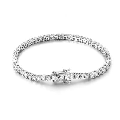 China Hiphop Hip Hop 3mm 4mm 5mm Moissanite 925 Sterling Silver Tennis Bracelet for sale