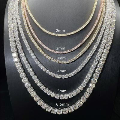 China Hot Selling Women's 4MM 925 Sterling Silver Moissanite Hiphop Men's Unisex Tennis Necklace for sale