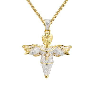 China Hiphop Iced Out Bling Bling Angel Necklace Hip Hop Pendant Adorable for sale