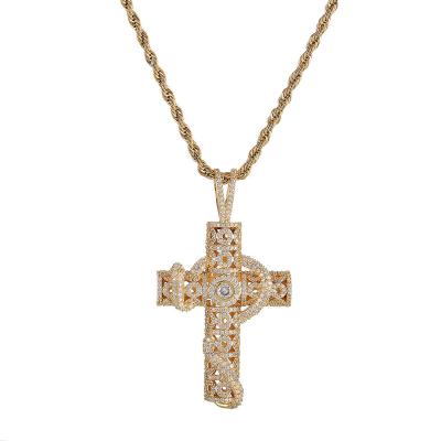 China Hiphop 14k gold glazed snake on hop pendant hip cross pendant for sale