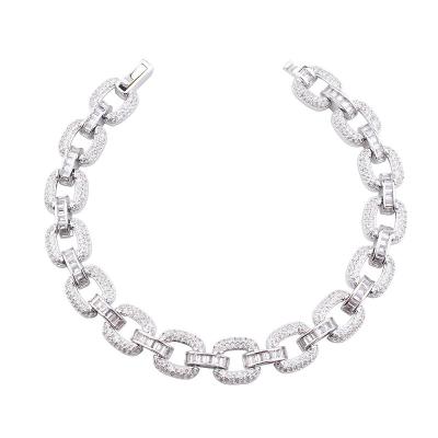 China Silver HIP HOP Women's Bracelet Lab Diamond Chain Link Bling Bracelet for sale