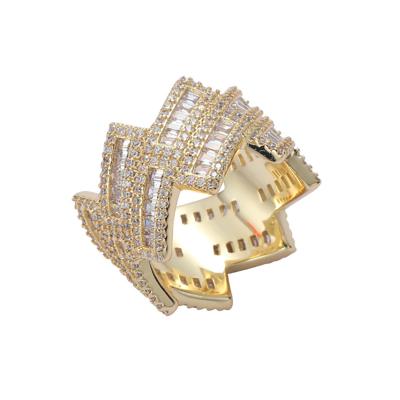 China Hiphop iced out bling bling men's mic to pave gold CZ hip hop ring for sale