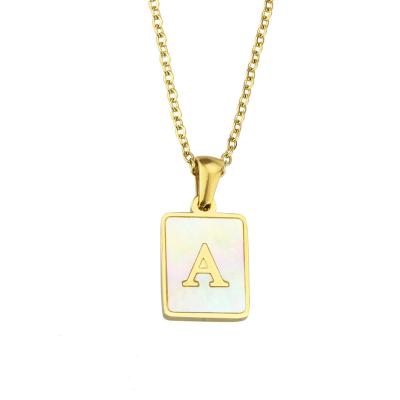 China FASHIONABLE White Shell Square Shell Womens 18k Gold Arabic Letter Necklace for sale