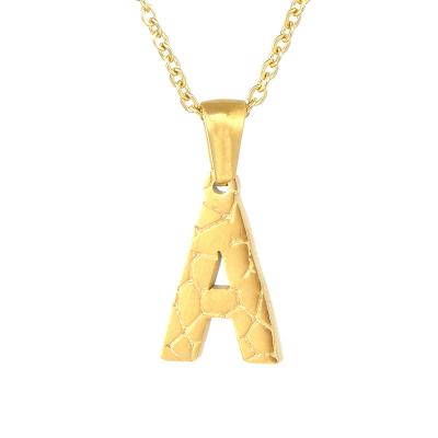 China TRENDY Gold Filled Customized Stainless Steel Nugget Letter Necklace Pendant Alphabet for sale