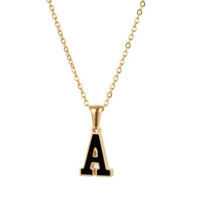 China TRENDY Initial Letter Necklace 18k Gold Stainless Steel Charms Alphabet Letter Necklace Women 26 for sale