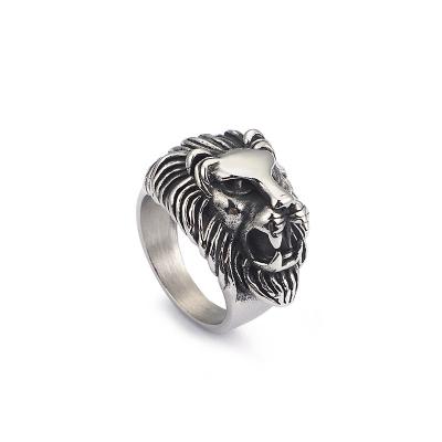 China Hiphop Fashion Hip Hop Ring Vintage Lion Head Stainless Steel Ring for sale