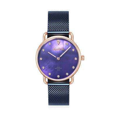 China Water Resistant 2020 Fritillaria Dark Blue Dial Watches For Women Fashion Rhinestone Leather Female Wrist Watch for sale