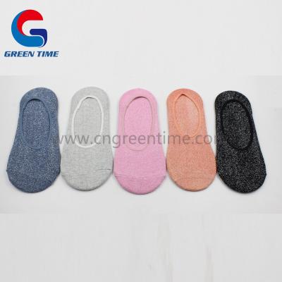 China Lady Antibacterial Fashion Lurex Yarn Now Show Socks in Solid ColorSilicone Heel and Soft Touch for sale