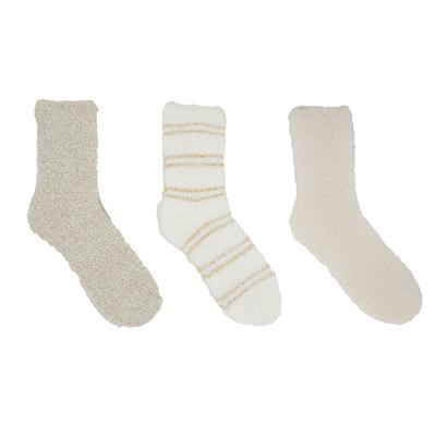 China Antibacterial Custom Solid Color Half-Velvet Socks / Striped Thick Women's Home Floor Socks for sale