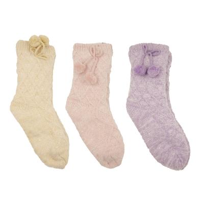 China Sporty Woman Winter Crew Floor Fluffy Fuzzy Slipper Socks With Grips Anti-skid Warm Socks for sale