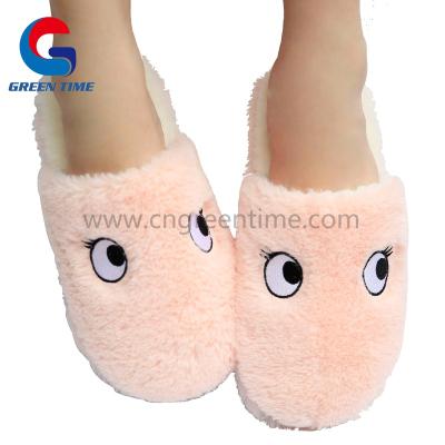 China Anti-odor Women Winter Home Slippers With Eva Sole, Soft Fabric With Embroidery Pattern for sale