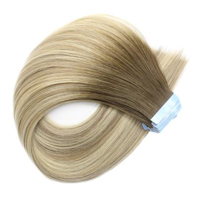 China Russian Silky Straight Wave Tape In Raw Cuticle Pulled Hair Stretchy Double Lined Remy Human Double Side Tape 100% In Hair Extensions for sale