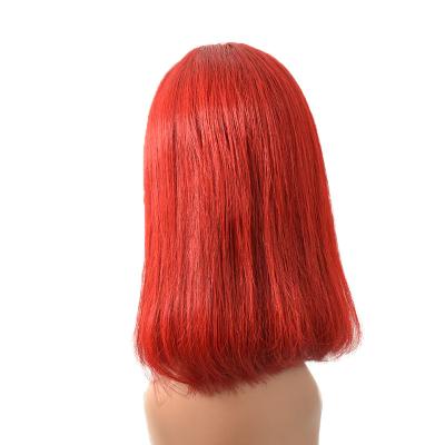 China 100% Virgin Hair Bundles Wholesale Brazilian 100% Virgin Hair Wigs 13x4 Lace Front Wigs Color BOB Wig Red Color Cheap Price for sale