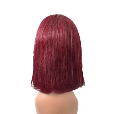 China Wholesale 100% Virgin Hair Bundles Lace Frontal Wigs For Women Virgin Hair Color Cuticle Aligned Hair Color 99j Purple BOB Wig for sale