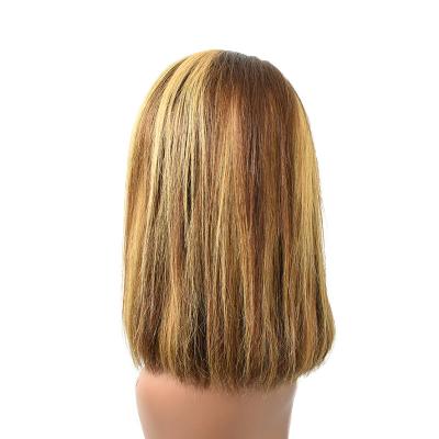 China 100% Virgin Hair Bundles Brazilian Hair Cuticle Aligned Hair Bob Lace Wig, Human Hair Lace Wig Highlight Wigs Piano Frontal Color For Black Women for sale