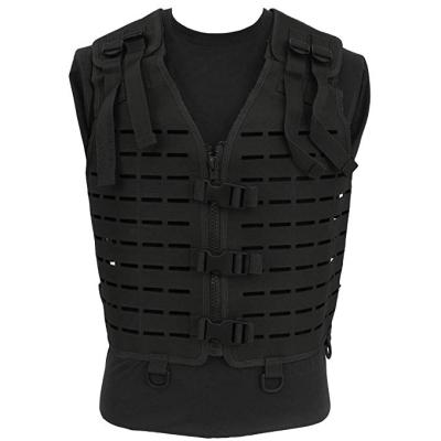 China Lightweight black 600D polyester tactical vest for training; laser nice cut finish tactical vest for sale