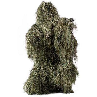 China Military/hunting/AVATAR style 100% pp silk woodland camouflage ghillie suit part/CS for hunter 5 pcs in 1 set factory wholesale price for sale