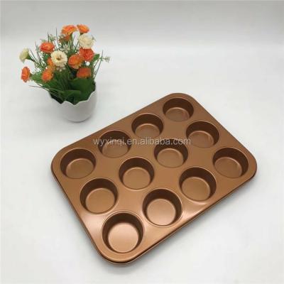 China 2017 Hot Selling Carbon Steel 12 Non-Stick Cupcake Mold / Stocked Muffin Tray for sale