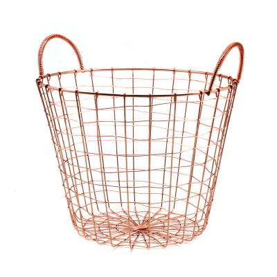 China The Viable Multiple Class Luxury Rose Gold Storage Basket with Handles for sale