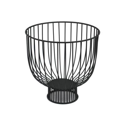 China Sustainable Black Contemporary Pedestal Design Metal Wire Fruit Basket for sale