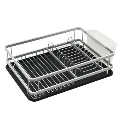 China Durable Rustproof Aluminum Rectangular Dish Drainer And Utensil Rack PP Kitchen Sink Rack for sale