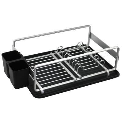 China Sustainable Modern Sink Accessories Rectangular Aluminum Rustproof Dish Drying Rack And Utensil Rack PP for sale