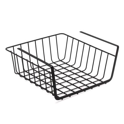 China Sustainable Modern Simple Black Under Shelf Storage Basket For Kitchen And Pantry for sale