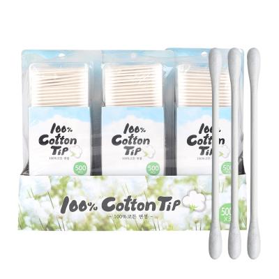 China 500pcs Daily Suction Paper Stick Makeup Remover Cotton Swab Cotton Tips for sale