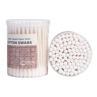 China Eco-friendly Household+Industry+Medical Ear Paper Cleaning Stick Double Headed Swab Cotton Buds Paper for sale