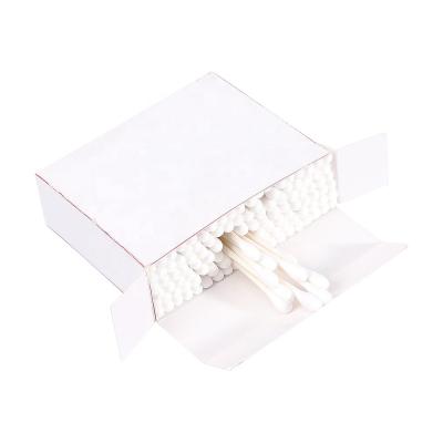 China Makeup remover 100pcs OEM qtip stick cotton swab cotton cosmetic paper earbuds in paper box for sale